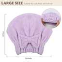 SUNLAND Large Microfiber Hair Drying Caps with Bow Knot Fast Drying Shower Cap Soft and Absorbent hairWrap Hair Turban Bath Caps for Curly Thick and Wet Hair