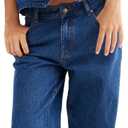 Fisoew Women's Two Piece Denim Set Button Down Backless Tank Top and Wide Leg Jeans 2 Piece Outfit Suits (Large, Navy Blue)