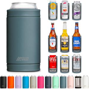 DUALIE 3 in 1 Insulated Can Cooler - 15+ Colors - Universal Size for 12 oz Cans, Slim Cans, and Bottles (Stone Blue)