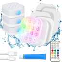 Homly Rechargeable Submersible Pool Lights with Remote, Waterproof Underwater Charging Battery Operated Controlled 16 Color Changing LED with Magnet Floating Lights Pool Pond Decoration 4 Pack