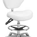 Kaleurrier Adjustable Height Drafting Stool Drafting Chair with Backrest & Foot Rest,Swivel Rolling Stools for Work Studio Dental Office Salon Kitchen Counter Tall Home Desk Chairs (White), 25.2D x 25.2W x 41H in