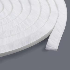 Weather Stripping Door Seal - 5m (16ft) Brush Weather Stripping,Card-Slot Seal Strip Pile Weatherstrip for Door Window (5mm x 8mm (Backing 0.197 x Brush 0.315 Inch), White)