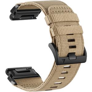 Abanen Rugged Nylon Watch Bands for Garmin Fenix 8 51mm / Enduro/Instinct 2X / epix Pro 51mm, Adjustable Sports Wrist Strap with Stainless Steel Clasp for Fenix 7X / 6X /5X, Instinct 3 50mm (Coyote Tan)