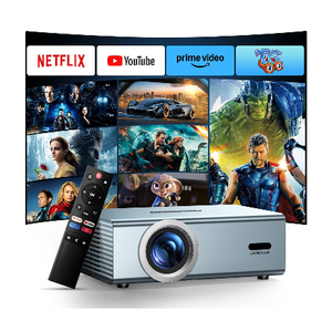 Compatible with Netflix Movie Projector with WiFi6 and Bluetooth5.3, Built-in App Store, Dolby Audio & Electric Focus & Auto Keystone, 4K Support High Brightness Outdoor Projectors, 1080 (Sliver Grey)