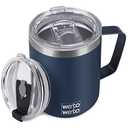 WETOWETO 14 oz Coffee Mug, Vacuum Insulated Camping Mug with Lid, Double Wall Stainless Steel Travel Tumbler Cup, Thermal Coffee Mug, Powder Coated Navy Blue Pack Of 2