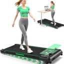 Walking Pad Treadmill, 6.2MPH Under Desk Walking Pad with 10% Incline, Treadmills for Home with Double Frame, 2.75HP Brushless Drive, 12 HIIT Programs, Remote Control, 350LBS Capacity (Black-Green)