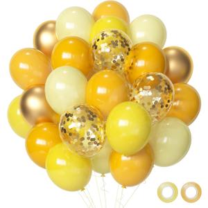Yellow Gold Confetti Party Balloons, 50pcs12 inch Mustard Light Yellow Gold Latex Balloons for Birthday Wedding Bride Sunflower Theme Party Decoration