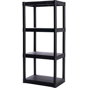 Plano 4-Shelf Plastic Storage Shelves, 48 x 23 x 14, 200lb Capacity, Pantry, Office, Closet and Garage Shelves, Easy to Assemble, Durable Plastic Shelving Unit
