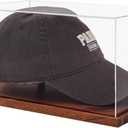 LITY Hat Display Case, No Assembly Required Clear Acrylic Baseball Cap Stand, UV Protection Signed Hat Transparent Showcase, Cap Display Box with Solid Wood Base Risers & Hat Shaper (1 Pack Cap)