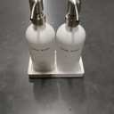 Prus Waso White Soap Dispenser for Kitchen Sink, Dish and Hand Soap Dispenser with Silver Stainless Steel Pump, Perfect for Kitchen Decor and Accessories. (Silver & White)