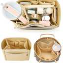 Tote Bag Organizer Insert with Stanley Cup Holder and Zipper Bag, Compatible with Neverfull, Saint Louis and More, 9 Pockets (Beige, Large)