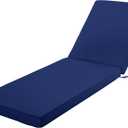 Chaise Lounge Cushion for Outdoor Furniture, Waterproof Fade and Tear Resistant Lounge Deck Chair Cushions for Patio Lawn Pool Resort Hotel, 72x21x3 Inch, Navy