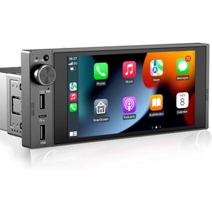 Single Din Touchscreen Radio Wireless Apple Car Play Wireless Android Auto, 6In Single Din Car Stereo with Mirror Link Bluetooth FM GPS Navigation SWC EQ
