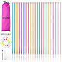 BCMRUN 6 Pairs Stainless Steel Knitting Needles Set, Colored Straight Single Pointed Metal Knitting Needles, 14 Size from 2.0mm-10.0mm, 9.8 Inches Length for Handmade DIY Knitting (25cm)