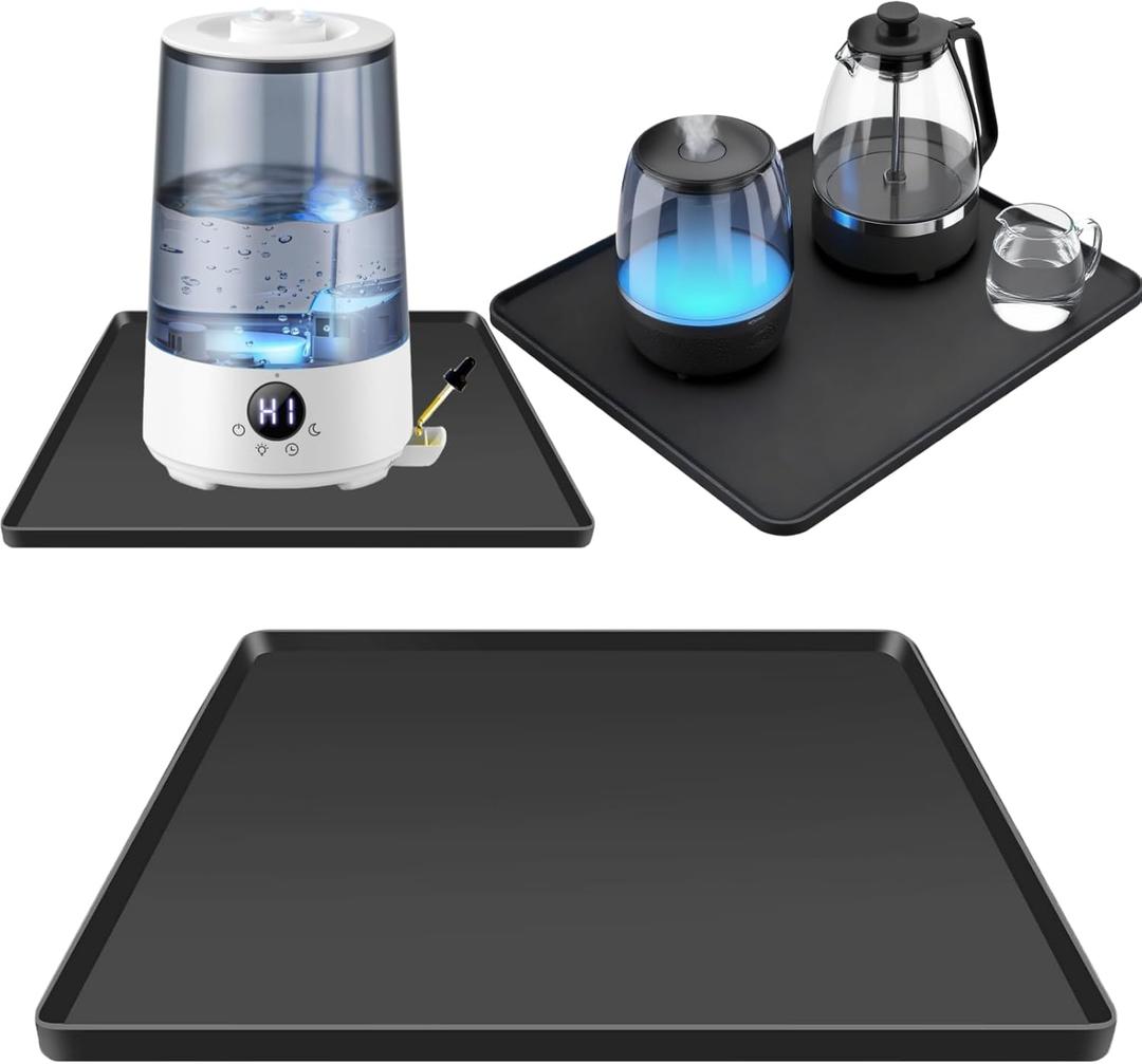 Silicone Drip Mat for Humidifiers, 19x19 Square Raised Edge Drips Tray Compatible with LEVOIT, Dreo, Homvana, Megawise, Vicks Humidifiers, 4L 6L Protects Carpet & Floors from Leaking