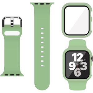 Sport Silicone Band and Case with Screen Protector for Apple Watch Series 11 Series 10 Series 9 Series 8 Series 7 Series 6 SE(Gen 1,2,3) Series 5 Series 4