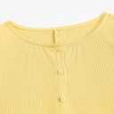 ZAFUL Women's Short Sleeve Shirt Crew Neck Button Down Cardigan T-Shirt Slim Fit Y2K Going Out Casual Fashion Tops (X-Large, 0221-yellow)