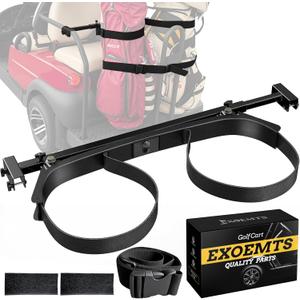 Heavy Duty Upgraded Golf Cart Bag Holder, Adjustable Rear Seat Bracket for 2+2 Golf Cart with 1" Square Tube, No Drilling Bag Holder Attachment for Club Car, EZGO, Yamaha, Include Hook & Loop