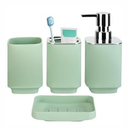 4 Piece Bathroom Accessories Set, Green Boho Bathroom Decor, Bathroom Sets Complete, Soap Dispenser, Toothbrush Holder, Mousewash Cup and Soap Dish, Bathroom Sink Set for Modern Home Decor, Green