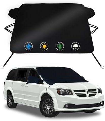 Windshield Snow Covers for Dodge Caravan Mini Van 2010-2020,2-Layer Oxford Fabric Front Windshield Cover Windproof Winter Frost and Ice Removal Hail Protector,Winter Shield Car Accessories(78"x47")