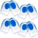 Gel Silicone Heel Pads/Cups,8 Pack Heel Lifts for Achilles Tendonitis,Shoe Wedge Inserts for Plantar Fasciitis,Sore Heel, Heel Spur and Heel Pain Relief,Heel Support for Men and Women(Large)