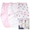 insular Baby Swaddle Wrap, Swaddle Blanket for Newborn and Infant, Adjustable Swaddling Set for Boy and Girl, Soft Cotton Baby Sleep Sack 3 Pack, Ice Cream, Medium(3-6 Month)