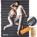 Hikenture Double Sleeping Pad for Camping, Ultralight 4" Extra-Thick Camping Mattress 2 Person, Inflatable Backpacking Sleeping Mat, Hiking Air Mattress for Tent (Grey Footpump 79x55in)