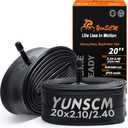 YUNSCM 2-PCS 20" Heavy Duty Bike Tire Tubes 20x2.10/2.40 Schrader Valve (52/62-406) 20 Bicycle Inner Tubes Compatible with 20x2.10 20x2.125 20x2.20 20x2.25 20x2.3 20x2.35 20x2.4 Tire Tubes