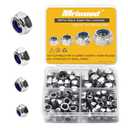 M8 M6 M5 M4 Locknuts Assortment Kit 95PCS Metric M4x0.7mm M5x0.8mm M6x1.0mm M8x1.25mm 304 Stainless Steel Self-Locking Nylon Insert Right Hand