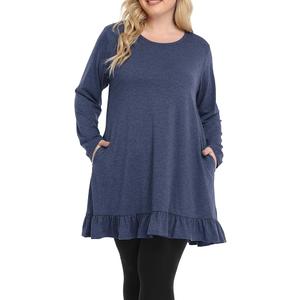 Shiaili Long Plus Size Tunic Tops for Women Ruffle Hem Shirts for leggings