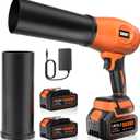 Leaf Blower Cordless with Battery and Charger,980,000 RPM,Extended Nozzle,Lightweight Handheld Design,Blower for Patio, Lawn, Yard, Deck CleaningReddish Orange