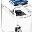 Clear Acrylic Side Table, Narrow Nightstand Bedside Table for Bedroom, Skinny Small End Table (Clear, 8.7'' x 15.7'' x 21.7")