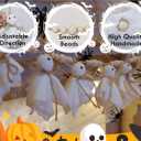 Halloween Garland 7ft Cute Ghost & Wooden Beads - Handmade Rustic Halloween Garland Banner for Mantle Fireplace Farmhouse Indoor Fall Home Decoration, White