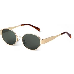 VIA LEECA Retro Sunglasses for Women Men, 90s UV400 Protection Sun Glasses Classic Shades (Metal Frame/ G15 Lens)
