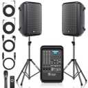 NBVOICE Professional Portable All-in-One Integrated 2-Way PA System Fixed Setup, Suitcase Design w/ 8-Channel Mixer, 2 Speaker Stands, Bluetooth, Mic for Performances, Presentations