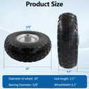 10-Inch 4.10/3.50-4 Tire and Wheel Flat Free, Heavy Duty Solid Replacement Tire with 5/8" Bearings, for Wheelbarrows Hand Trucks Dollies Trolleys Generators, (2-Pack) (Gray)