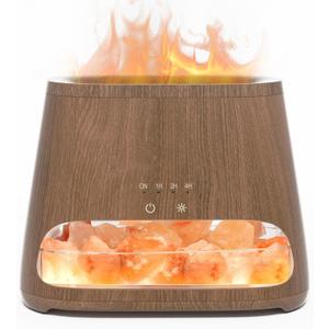 SALKING 2-in-1 Himalayan Salt Lamp Diffuser, Cool Mist Humidifier, Aromatherapy & Himalayan Salt Therapy, 100% Pure Himalayan Salt, Ultrasonic Essential Oil Diffuser with Ambient Glow, 150ml (Dark)