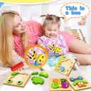 Bekayshad Wooden Puzzles Toddler Toys Gifts for 1 2 3 Year Old Boys Girls, 8 Pack Animal Jigsaw Puzzles Montessori Toys, Learning Educational Christmas Birthday Gifts for Girls Boys Ages 1-3