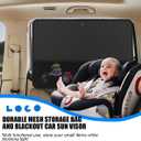 Bittwee 2PCS Car Window Shade, UV Protection Blockout Vehicle Side Window Sun Shade with Storage Net Pockets & 7 Suction Cups, Auto Privacy Curtain for Baby, Universal for Vehicles
