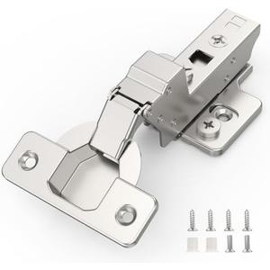 Chibery 10 Pack 120° Inset Frameless Soft Close Cabinet Hinge, Euro Concealed, 45mm, Easy Mounting Base, 3D Adjustable Clip-On Plate, Slow Shut, Crash Prevention Cupboard Heavy Door Replacement