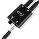 COOIDEA 3.5mm Stereo Audio Switcher1 in 2 Out /2 in 1 Out with 3.5mm Audio Cable, 2 Ports AUX Audio Speaker Selector for PC Phone Laptop Headphone