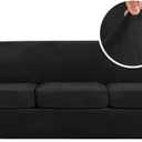 H.VERSAILTEX Velvet 4 Piece High Stretch Sofa Slipcover Cover Furniture Protector Form Fit Thick Velvet Extra Large Sofa Cover for 3 Cushion Couch Width Up to 105 Inch(XL Sofa, Jet Black)