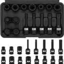 Mayouko 16PCS 1/2" Drive Impact Brake Special Caliper Socket Set, 5PT 7PT 10PT M14 M18 & Hex Sockets Compatible for Audi/VW/Ford/Porsche/Benz/BMW/Mazda