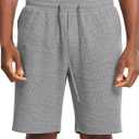 Mens Lounge Shorts with Pockets(Heather Grey,M) (Gray, M)