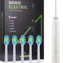Sonic Electric Toothbrush for Adults - Deep Cleaning Teeth Whitening6 Replacement Brush Heads100-Day Battery5 Modes w/SensitiveIPX7 Waterproof