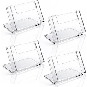4 Pcs Clear Acrylic Brochure Holder, 4 x 6 Inch Flyer Menu Display Stand Organizer for Desk Countertop Literature Magazine Pamphlet Booklet Card