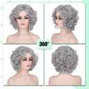 Old Lady Wigs for Women, Grey Wigs for Granny Grandma Costume-Gray Wig, Wig Cap, Madea Granny Glasses, Eyeglass Retainer Chain, Pearl Necklace (5pcs Set)