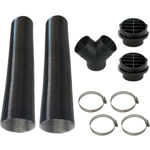 75mm/3inch Diesel Heater Exhaust Pipe Ducting Set,Car Parking Heater Air Vent Extender Accessories,Vent Outlet Y Branch Connector and Hose Clips for Webasto Eberspacher Propex 2KW 5KW 8KW Heaters
