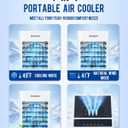 Portable Evaporative Air Cooler w/Humidifier 3Ga Water Tank, 10 Ice Packs, 6 Speeds & 4 Modes, Timer & Remote, Windowless Portable Fan for Bedroom, Home, Office,Black
