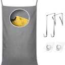 KEEPJOY Hanging Laundry Hamper Bag with 2 Different Types of Hooks, Size 20 x 30 Inch Door Laundry Hamper Storage Bag for Dirty Clothes, Blankets, and Toys (Grey, 1-Pack)